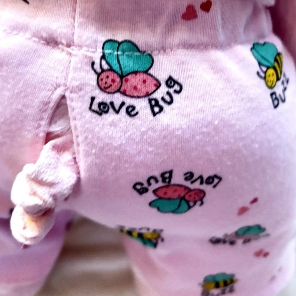 Build a Bear Floppy Pig Plush Retired 1997 With Pajama Love Bug pajama bottoms.